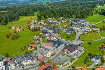 Sulzberg in Vorarlberg von oben, Blick auf das Ortszentrum