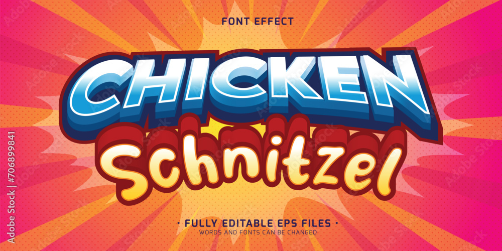 Poster editable vector 3d food menu text effect, colorful font style
