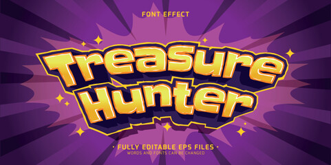 editable vector 3d Treasure hunt fun game text effect