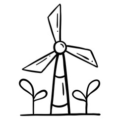 Wind turbine - hand drawn icon