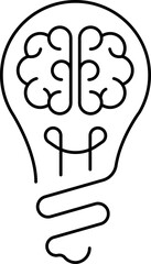 Creative idea icon. Brain and light bulb thin light icon, sign or logo, vector illustration.