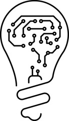 Creative idea icon. Brain and light bulb thin light icon, sign or logo, vector illustration.
