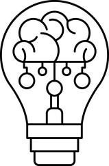 Creative idea icon. Brain and light bulb thin light icon, sign or logo, vector illustration.