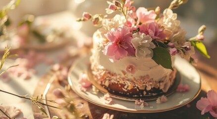 Fototapeta na wymiar flower cakes on background