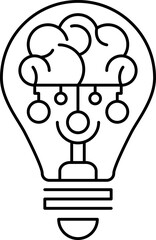 Creative idea icon. Brain and light bulb thin light icon, sign or logo, vector illustration.