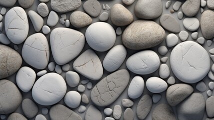 3d rendering of a white pebble background with some smooth stones Generative AI