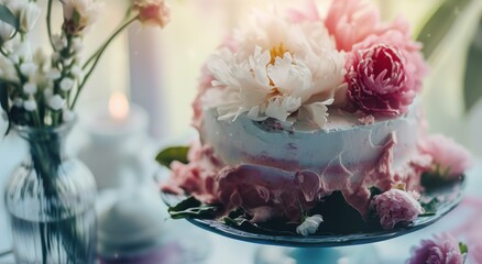 flower cakes on background