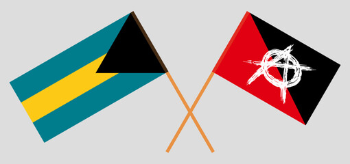 Crossed flags of the Bahamas and anarchy. Official colors. Correct proportion