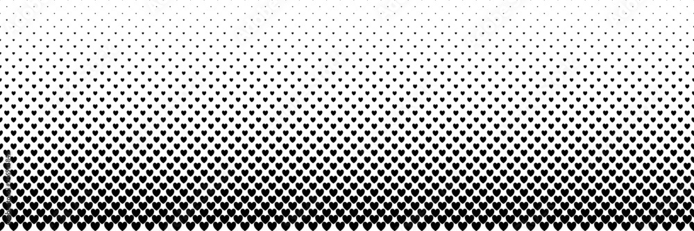 Poster halftone of black heart shape design for pattern and valentine's day background.