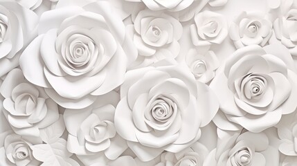Seamless background with white roses. illustration. EPS 10 Generative AI