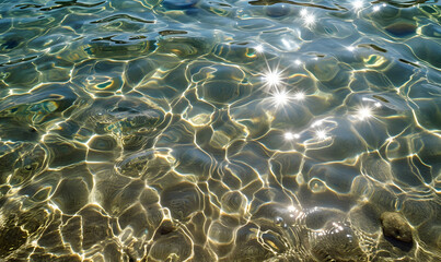 Water surface with light reflections and gentle waves, Generative AI