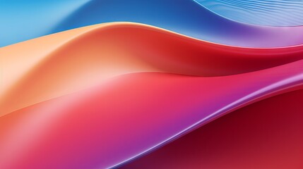 abstract background with wavy lines in red, orange and blue colors Generative AI