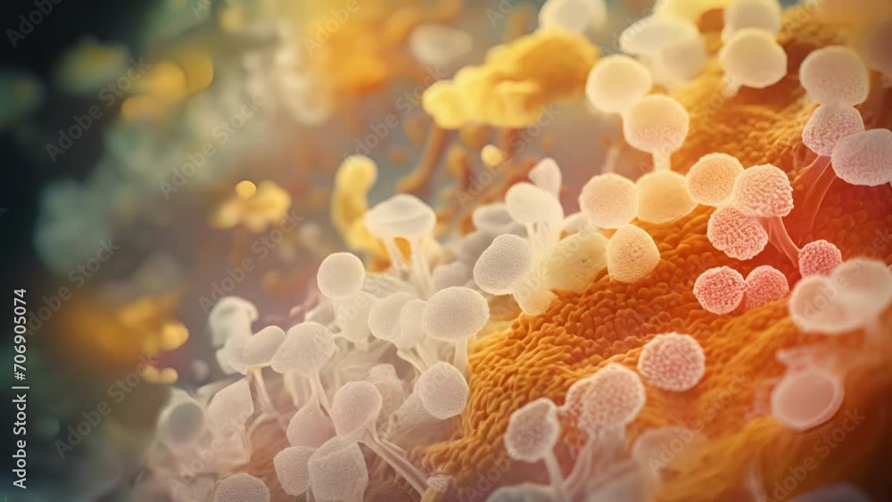 Poster an upclose view of a biofilm, a protective layer of bacteria that forms on surfaces and is notorious