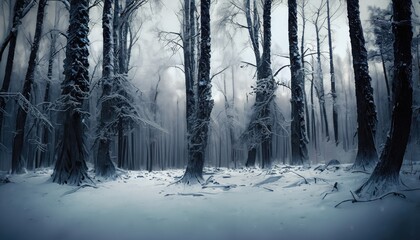 dark creepy snow cold forest