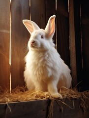 Obraz premium Albino Rabbit Farm: Captivating Country Animal Photography