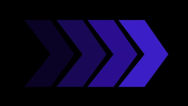 Blue color vector arrows collection .Next or right direction arrow on black background.