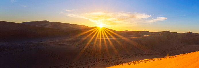 sunset on the dunes of Merzouga
