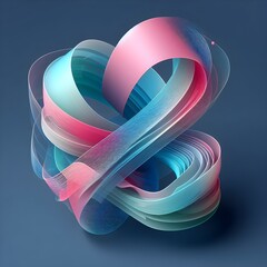wad of transparent ribbon with soft  blue and pink color