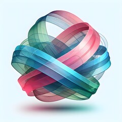 wad of transparent ribbon with soft  blue and pink color