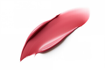 cosmetic smear of glossy lip gloss texture in red color on white background - obrazy, fototapety, plakaty