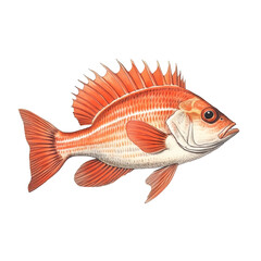 Vintage biology illustration of a crowned squirrelfish (Sargocentron diadema)