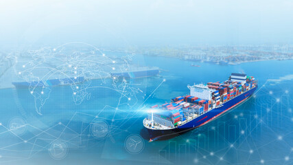 Future Transportation Innovation on Global Network, Container Distribution Network, Ui, Smart...