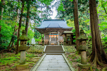 初秋の中尊寺　弁慶堂　岩手県平泉町　Chusonji Temple in early autumn. Iwate Pref, Hiraizumi town.