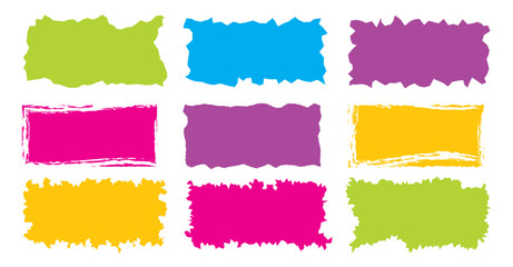 Jagged rectangle. Bright color simple shapes. Rectangle paper template jagged and rough. - obrazy, fototapety, plakaty