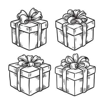 gift box hand drawn illustration vector 