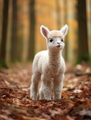 Adorable Cria Encounter: Baby Alpaca Enjoys the Serene Nature of a Farm