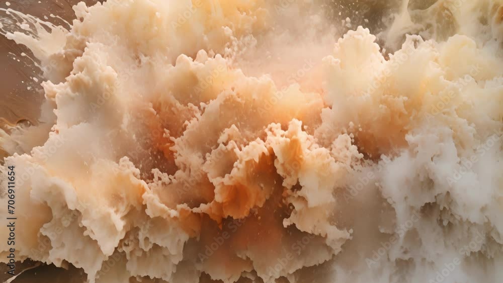Poster frothy bubbles and foam ride the turbulent streams, creating a mesmerizing spectacle in the midst of