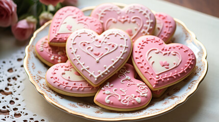 Obraz na płótnie Canvas Love in Heart-Shaped Cookies