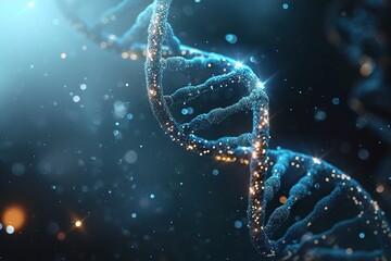 3D DNA molecule on dark background