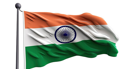 Indian flag isolated on transparent background, Generative ai.