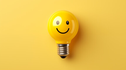 light bulb and smile, idea and inspiration - obrazy, fototapety, plakaty