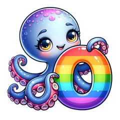 Animal Rainbow Alphabet, Letter O For Kids And Education