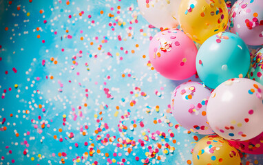 Birthday background with streamers and balloons