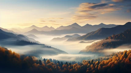Papier Peint photo autocollant Tatras Panoramic view of the sunrise in the Tatra mountains