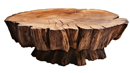 tree stump table furniture Interior design concept furniture for living isolated on clear png background and transparent background, AI generative.