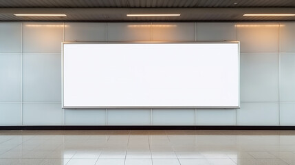 Blank billboard mock up in a public area like subway station, underground. Urban light box inside advertisement metro airport .