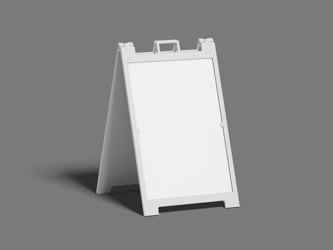 Isometric White Blank Sign Mockup 3D Render Signboard