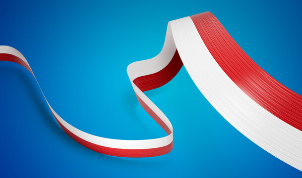 3d Flag Of Indonesia And Monaco 3d Waving Ribbon Flag Isolated On Blue Background, 3d illustration