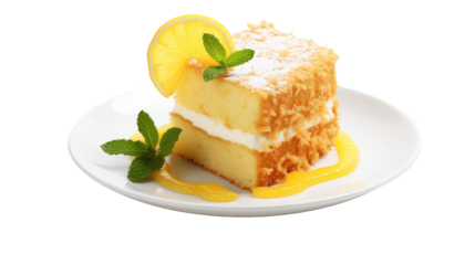 Fresh raw organic chiffon cake bakery on white isolated on clear png background and transparent background. Bakery and pastry concept for cafe and restaurent, AI generative.