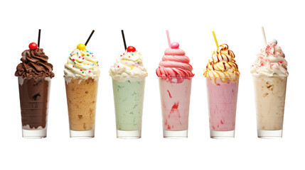 icecream milkshake on white isolated on clear png background and transparent background. food drink and dessert concept for cafe and restaurent, AI generative. - Powered by Adobe