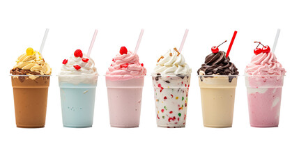 icecream milkshake on white isolated on clear png background and transparent background. food drink and dessert concept for cafe and restaurent, AI generative.