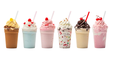 Foto auf Acrylglas icecream milkshake on white isolated on clear png background and transparent background. food drink and dessert concept for cafe and restaurent, AI generative. © Adisakdi