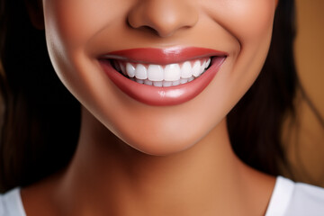 Perfect healthy teeth smile of young woman.