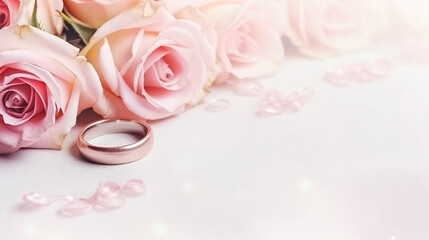 Obraz na płótnie Canvas Pink rose flowers of wedding ring