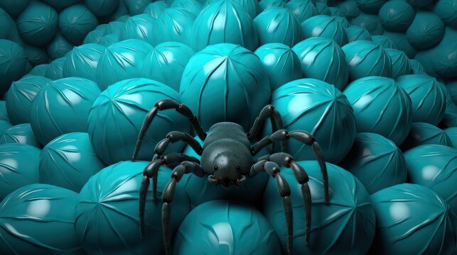 spider with blue balls