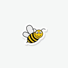 Bee cartoon icon sticker isolated on gray background
